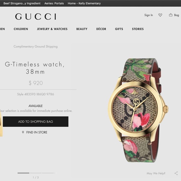 Gucci G-Timeless Watch, 38mm GG Blooms (EUC) - Picture 1 of 1